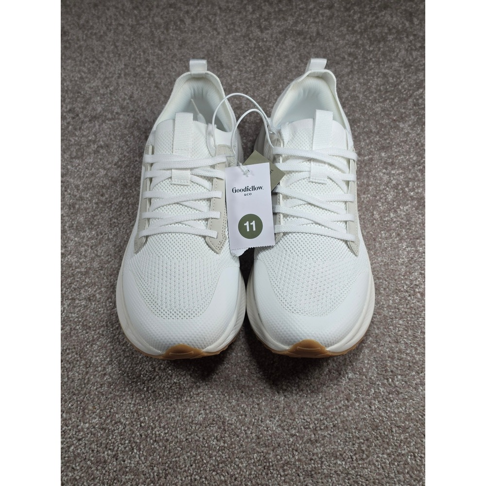 Goodfellow & Co Mens Lee Knit Sneakers White Gum Sole Lace Up Trainers Size 11